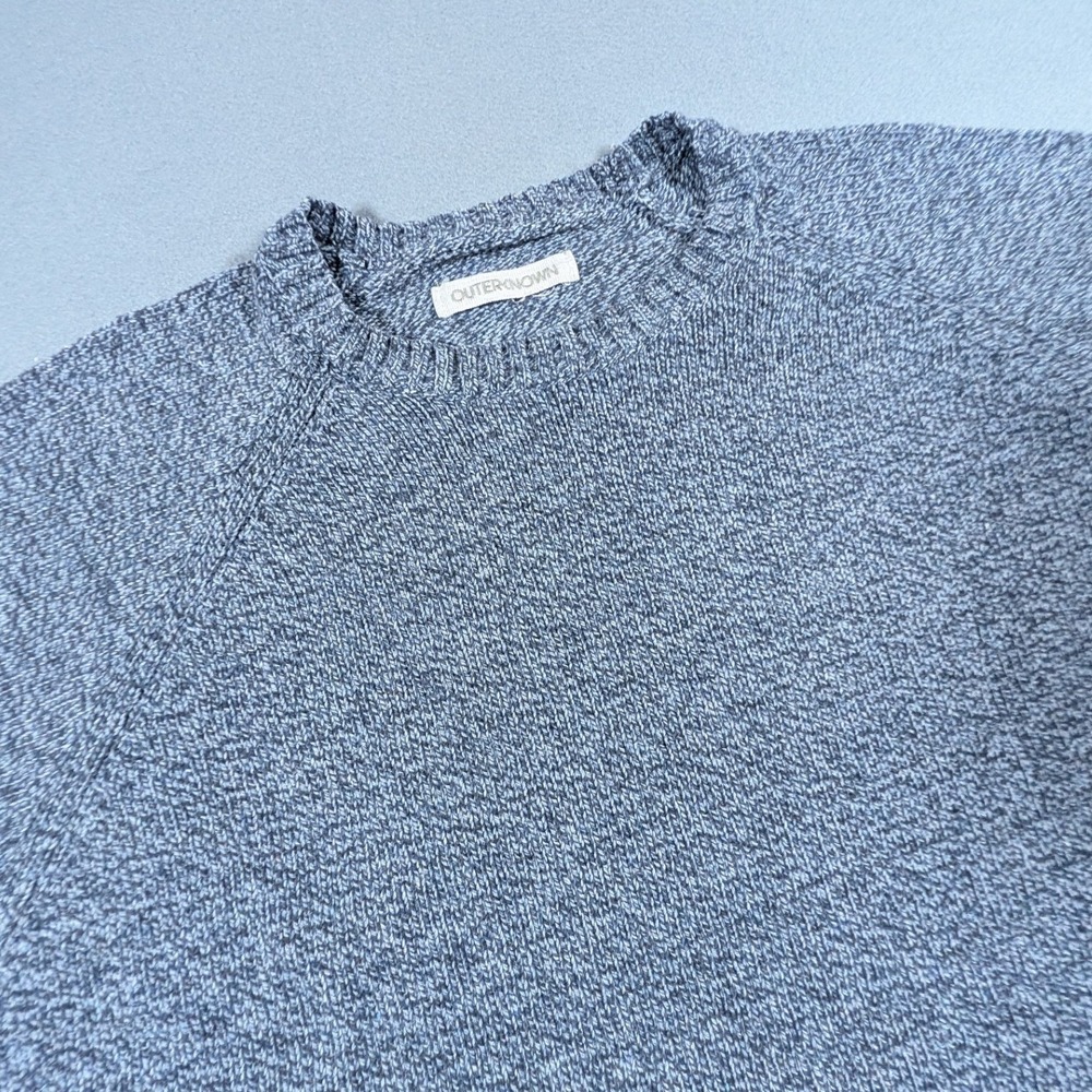 Outerknown Crewneck Sweater Mens XL Blue Marled Recycled Cotton Knit